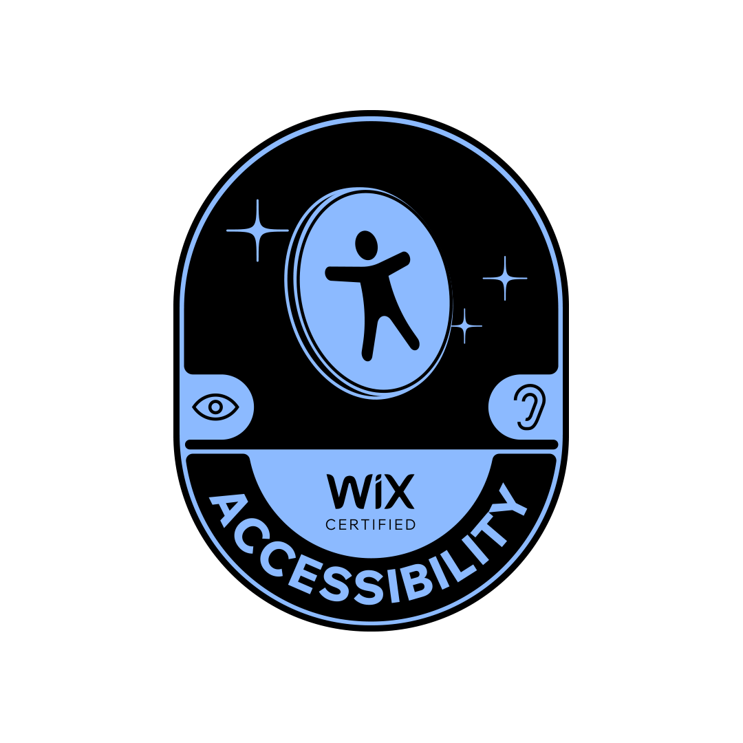 Wix certified accessibility badge on a black background.